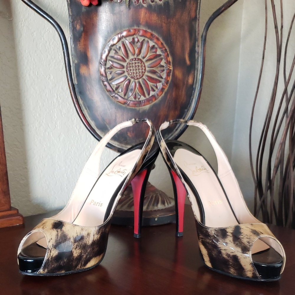 Christian Louboutin Slingback Peep Heels C…